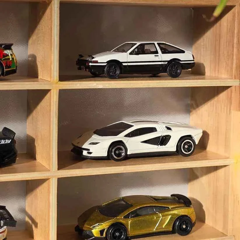 Wooden Light Up Hot Wheels Organizer With Cars