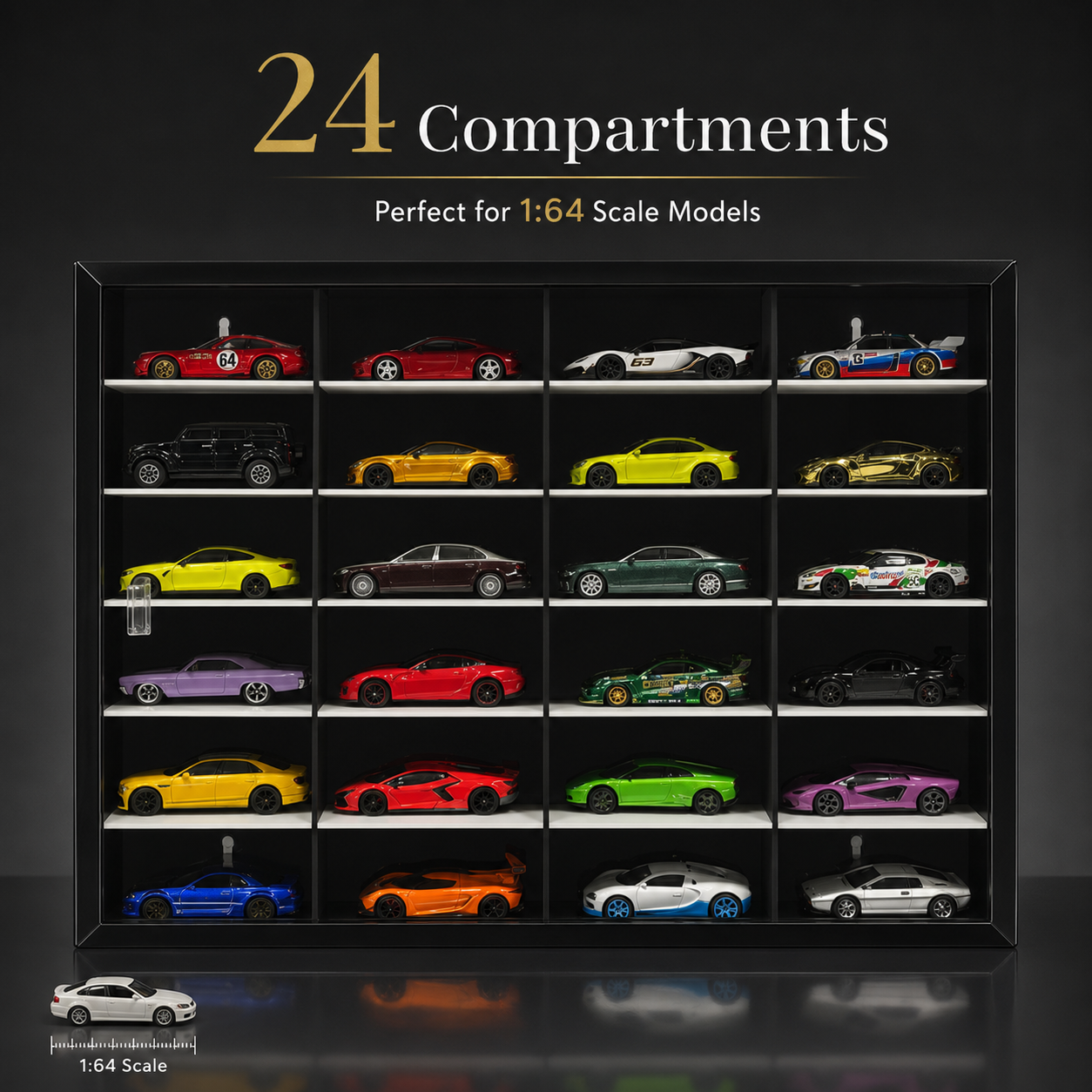 24 Compartments Display with Sliding Cover