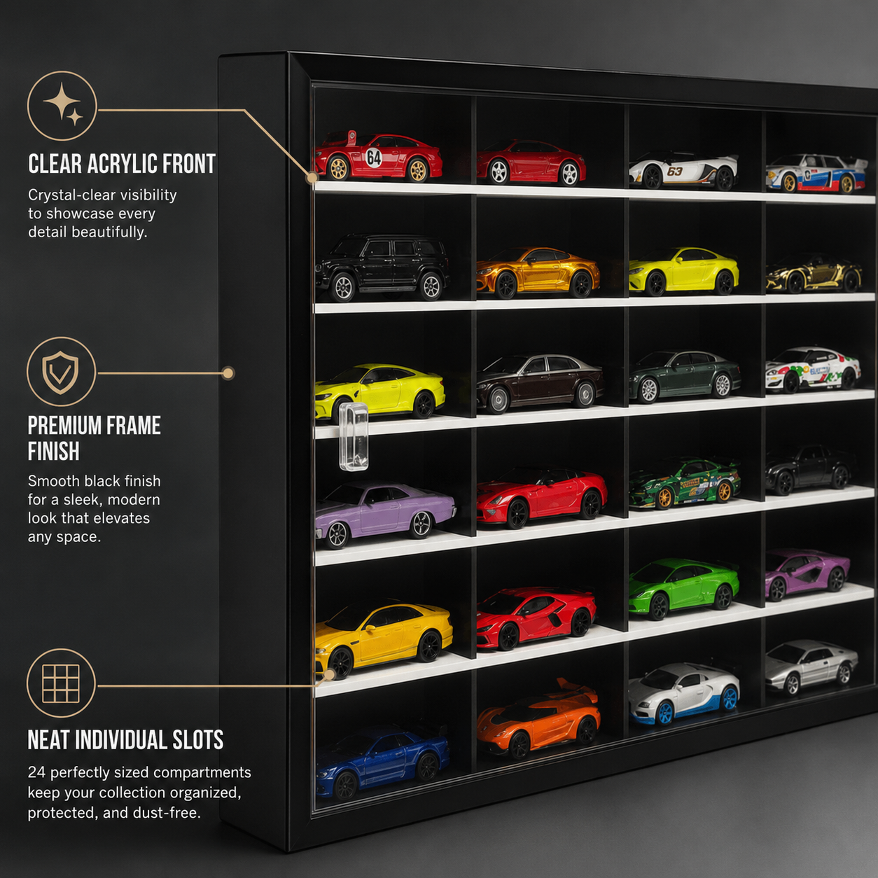 24 Compartments Display with Sliding Cover