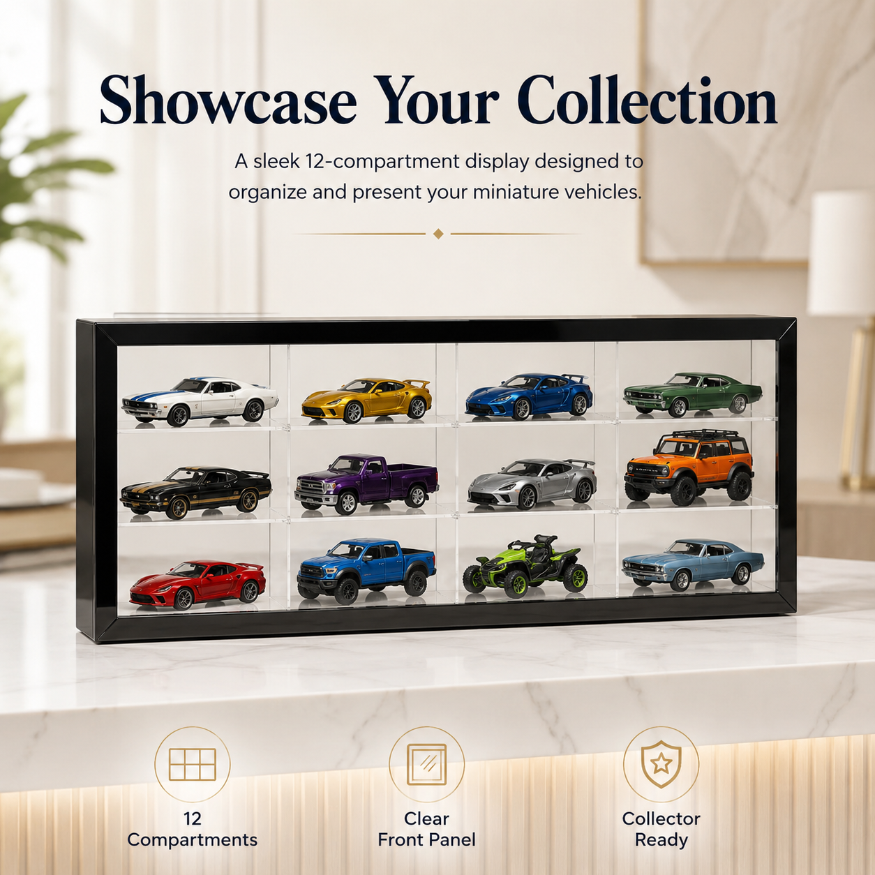 12 Compartments Display with Sliding Cover