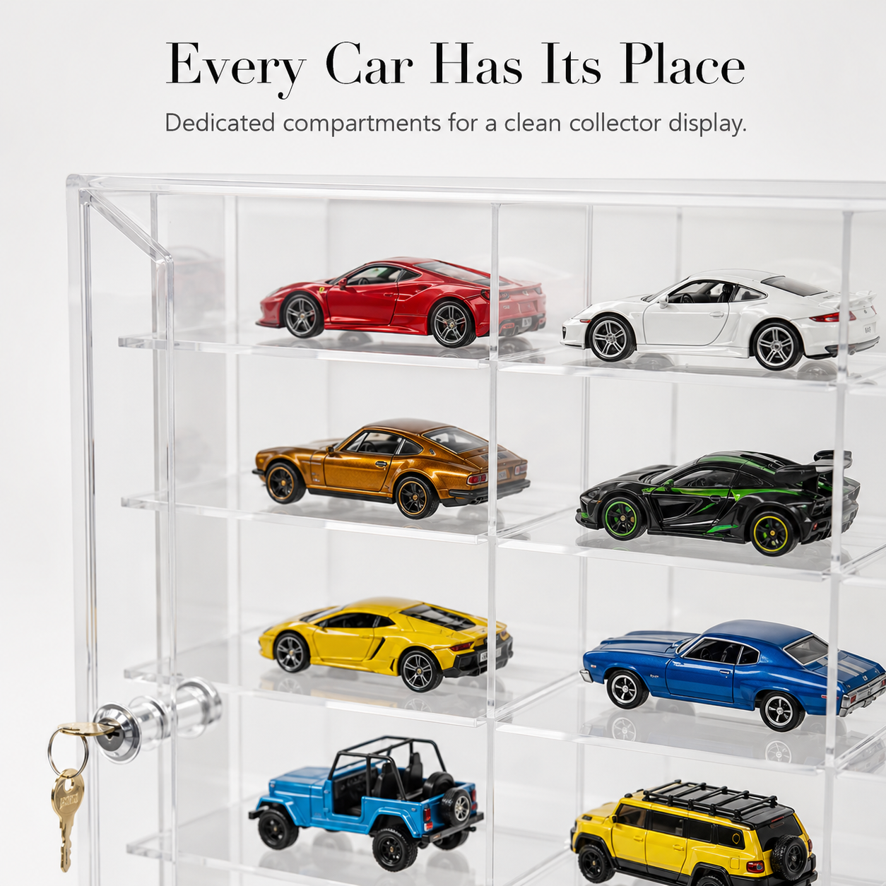 50 Compartments Display with Sliding Cover for 1:64 Scale Cars