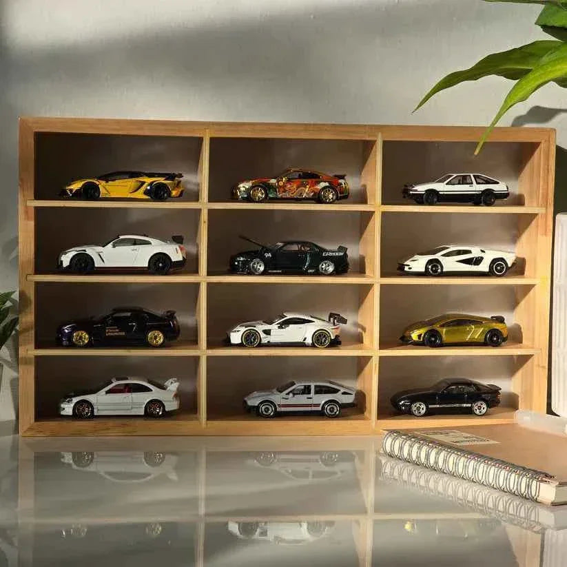 Wooden Light Up Hot Wheels Organizer With Cars