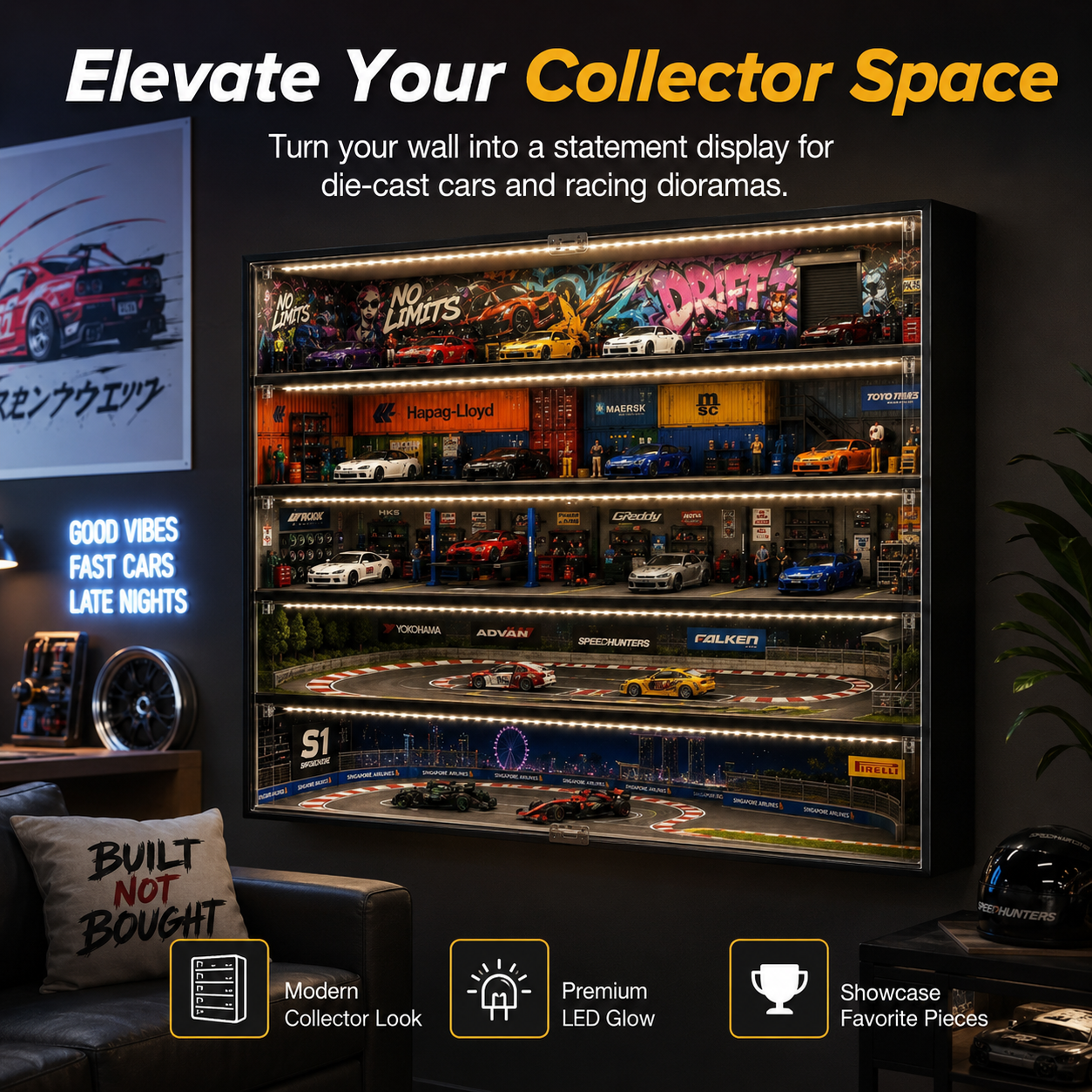 5 Floor Led Garage with Transparent Acrylic cover