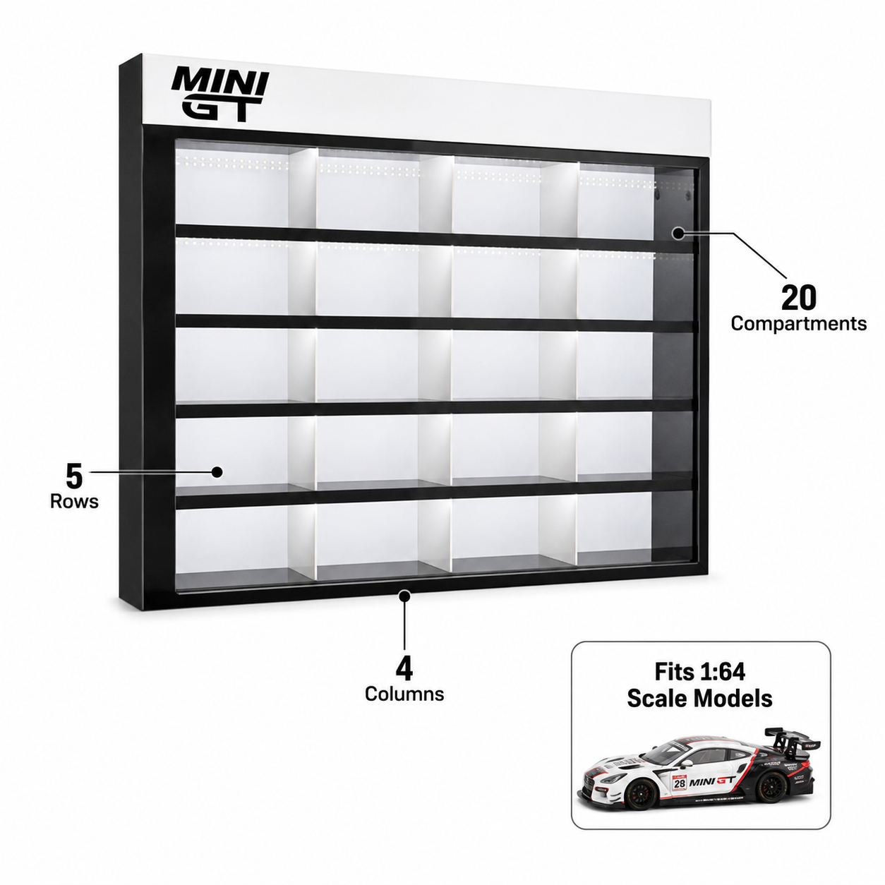 Mini GT 20 Compartments Display with Sliding Cover