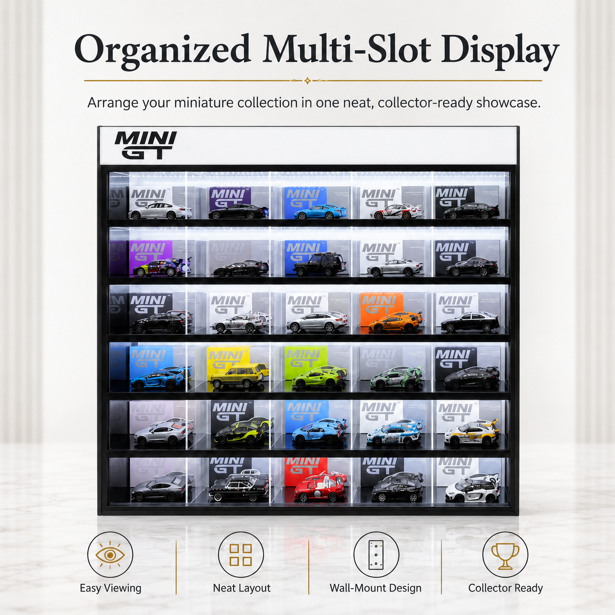 30 Compartments DIsplay with Sliding Cover for 1:64 Scale Mini GT