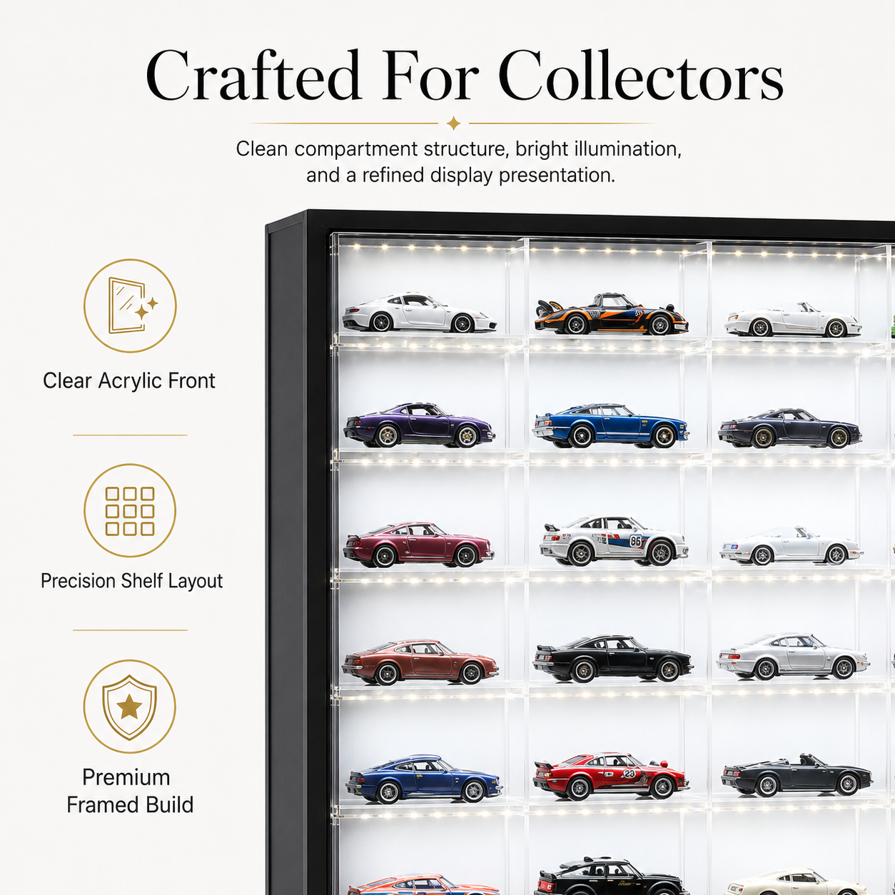 100 Compartments Display with Sliding Cover for 1:64 Scale