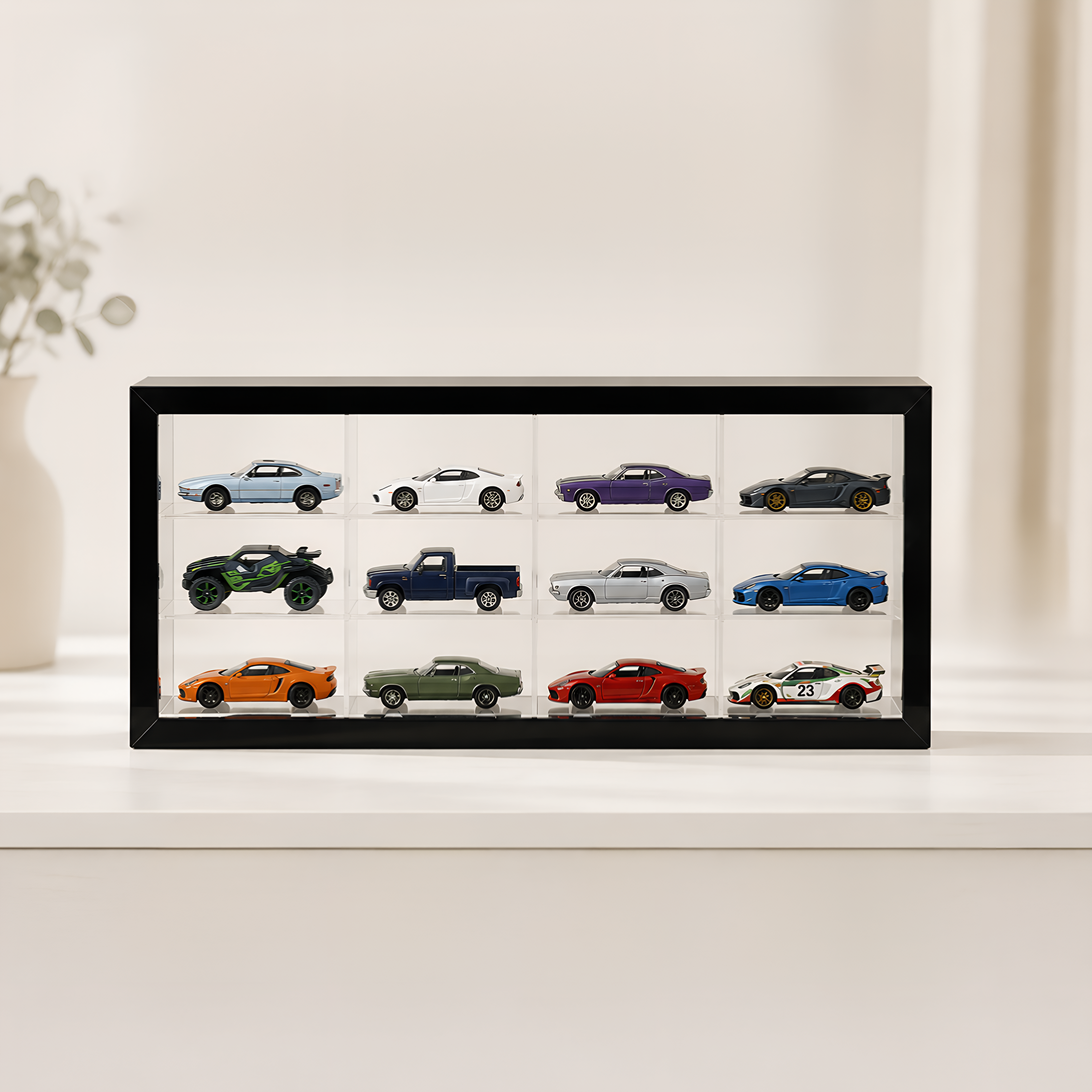 12 Compartments Display with Sliding Cover