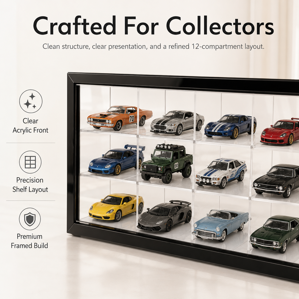 12 Compartments Display with Sliding Cover