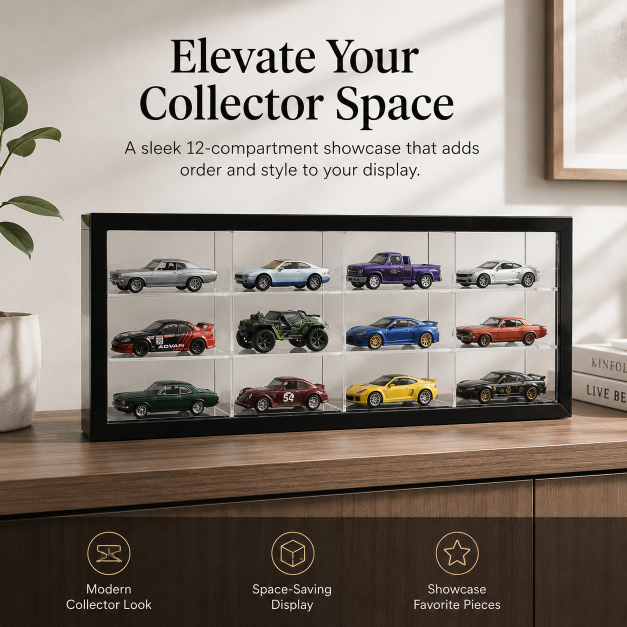 12 Compartments Display with Sliding Cover