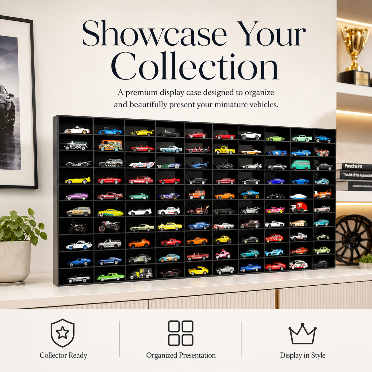 100 Compartments Hotwheels organizer Black