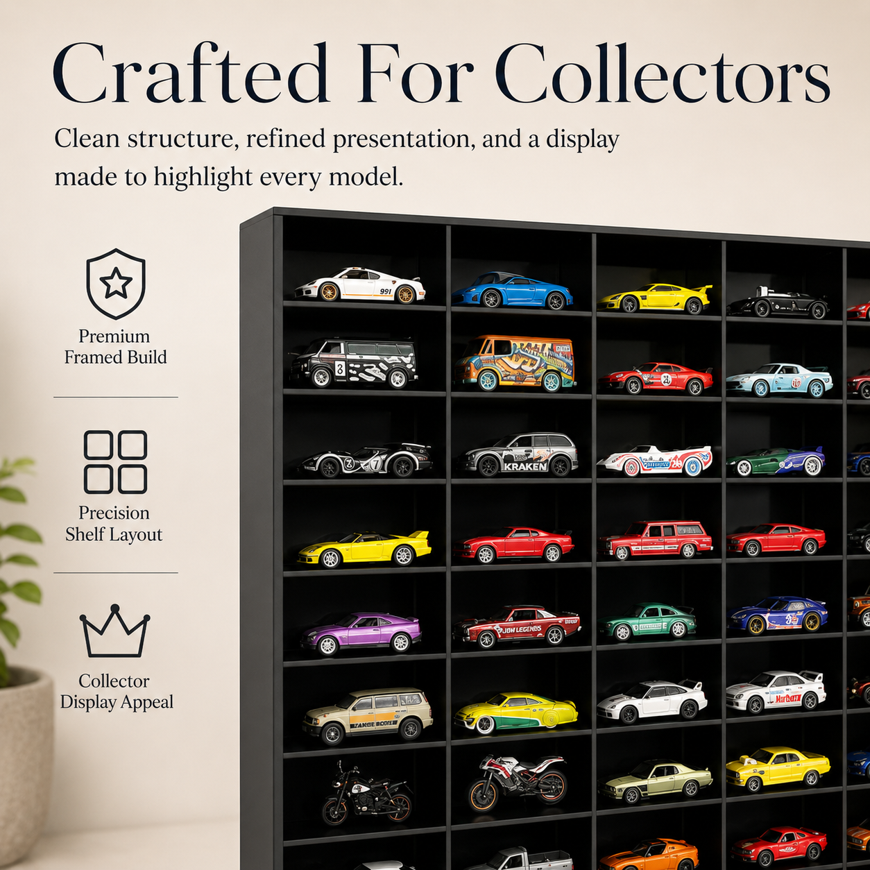 100 Compartments Hotwheels organizer Black