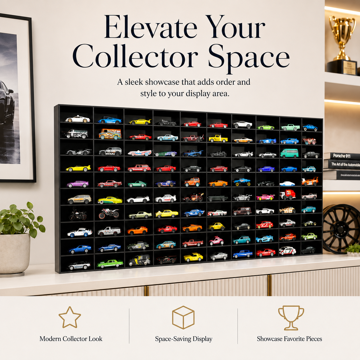 100 Compartments Hotwheels organizer Black