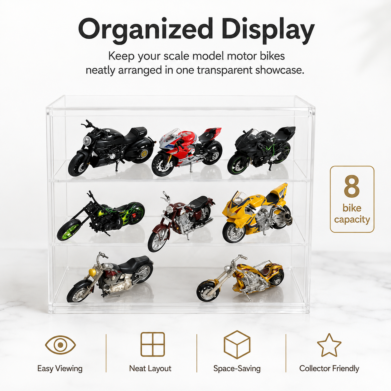Motor Bikes 1:18 Transparent organizer