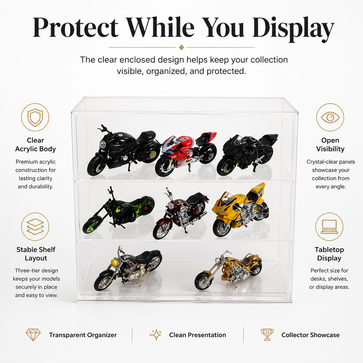 Motor Bikes 1:18 Transparent organizer