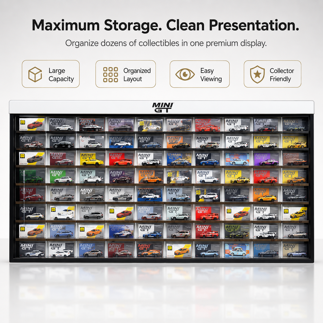80 Compartments Display with Sliding Cover for 1:64 Scale Mini GT