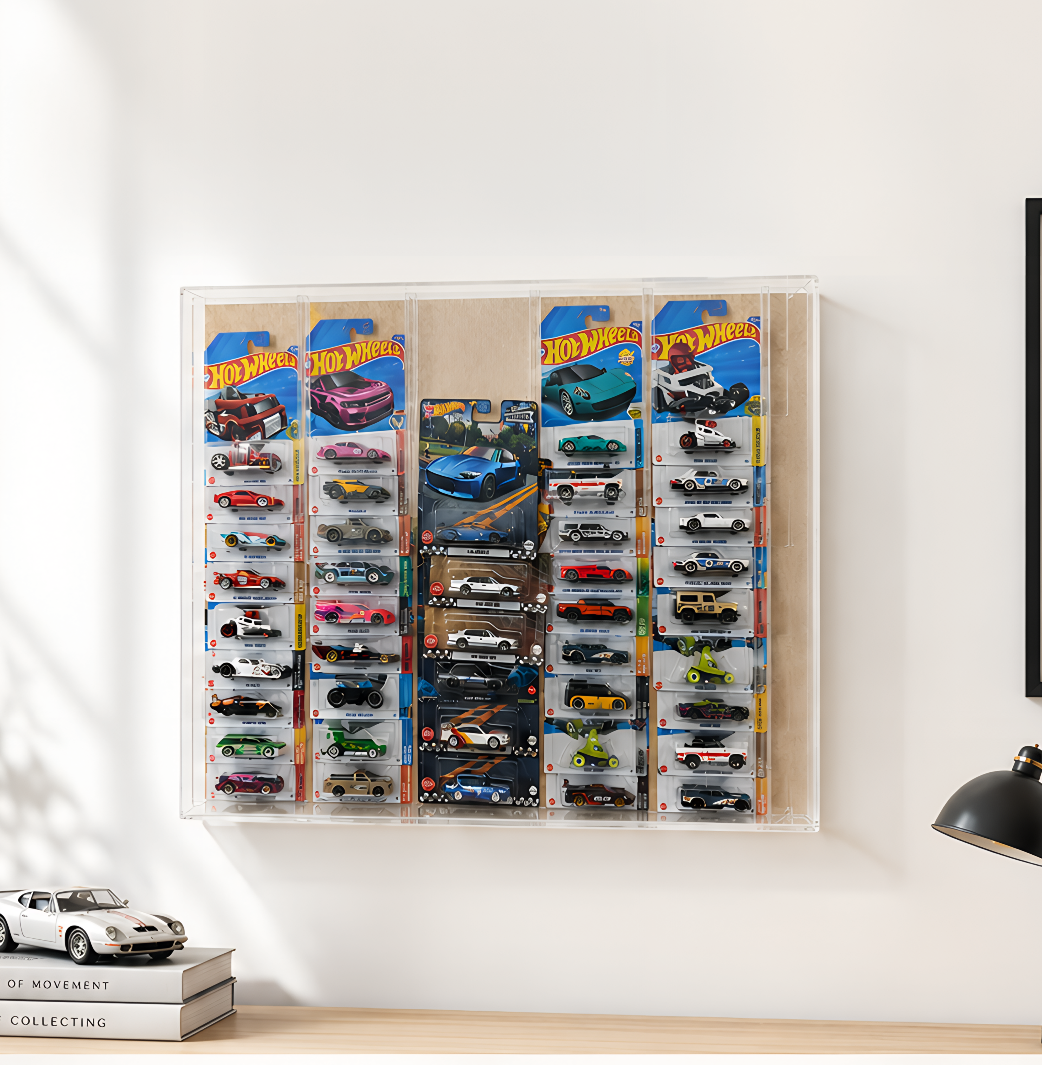 Wall Hanging Card Holder for 40 Mainline & 10 Premium Carded Hotwheels