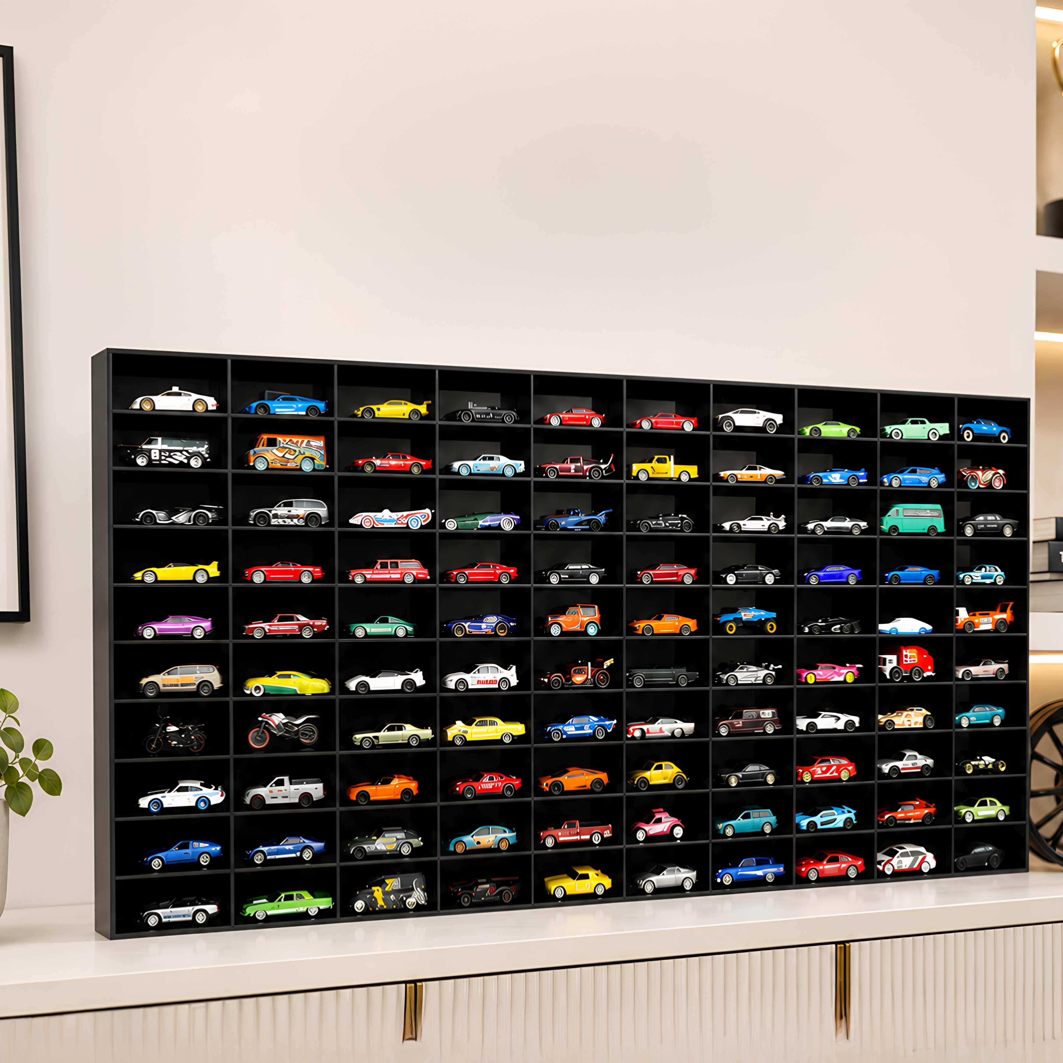 100 Compartments Hotwheels organizer Black