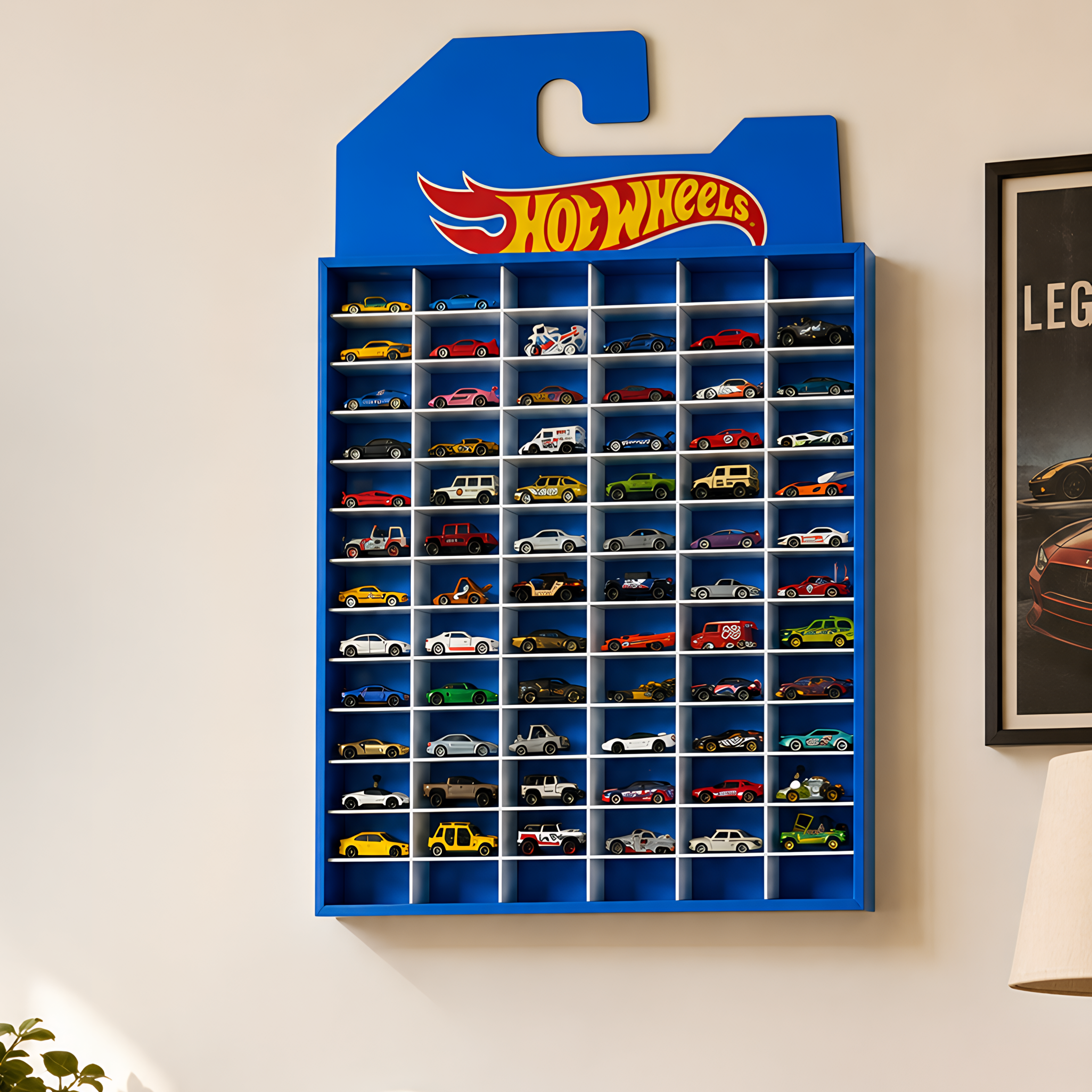 78 Compartments Display with Sliding Cover, Hotwheels Banner